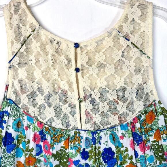 Umgee Babydoll Lace Women’s Sleeveless Floral Tunic Top Dress Size Small - Picture 6 of 6